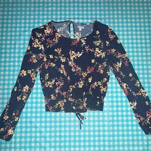 love, Fire Black Floral Long Sleeve Blouse